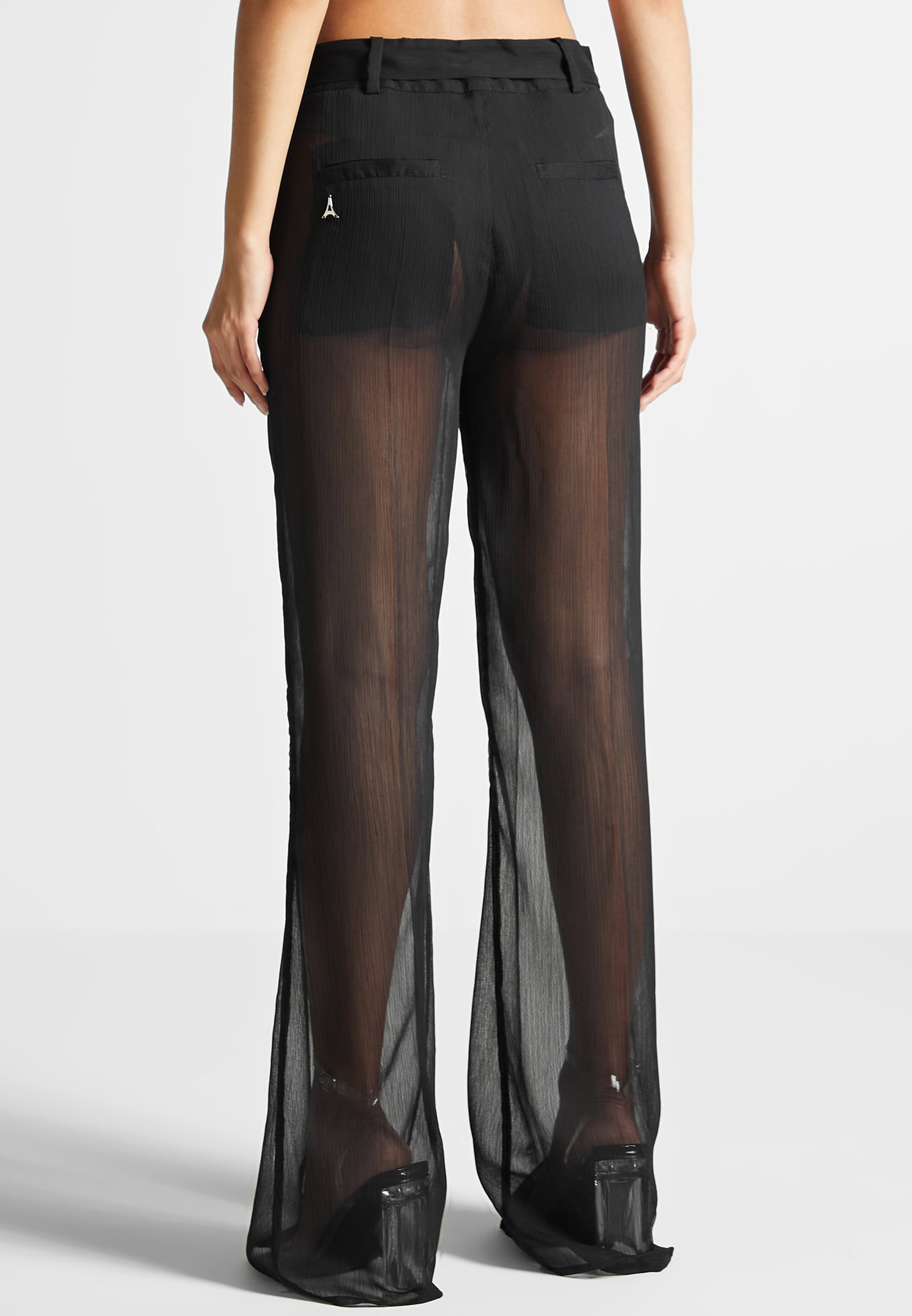 Sheer Trousers with Belt Black6