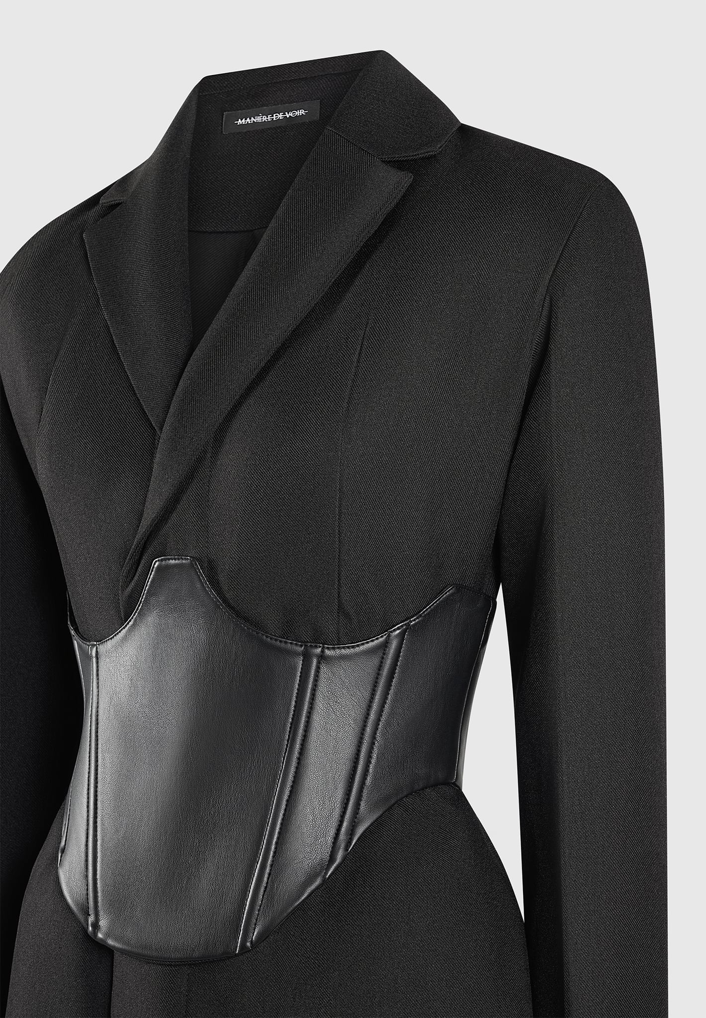 Women's Tailored Blazer Dress with Reversible Corset - Black - US 10