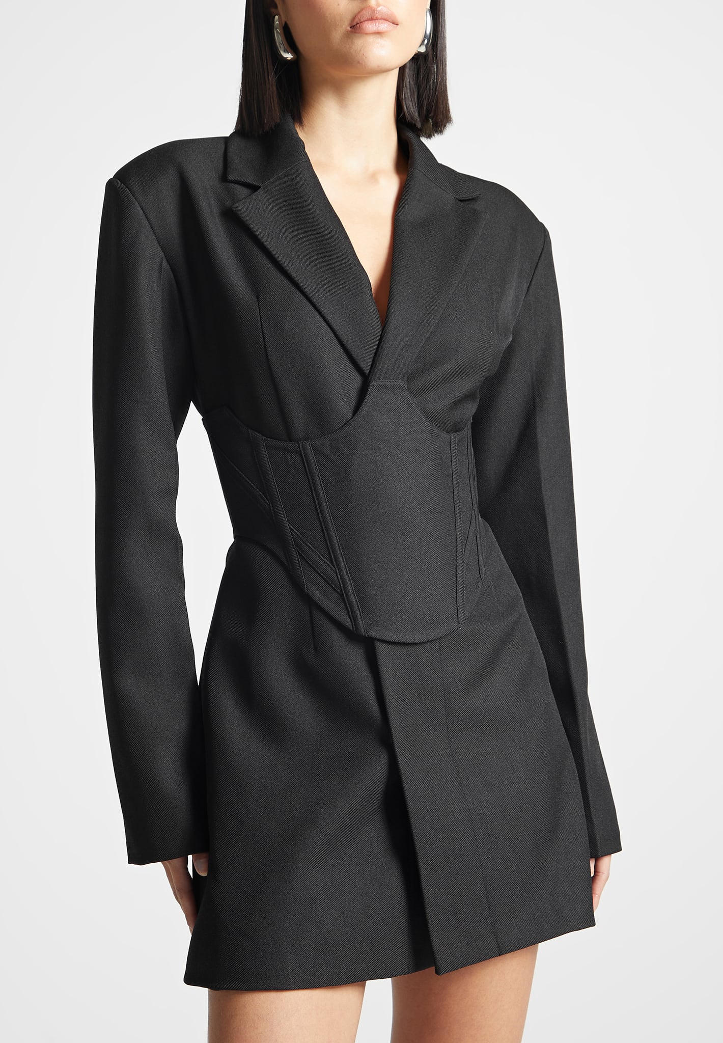 Women's Tailored Blazer Dress with Reversible Corset - Black - US 10