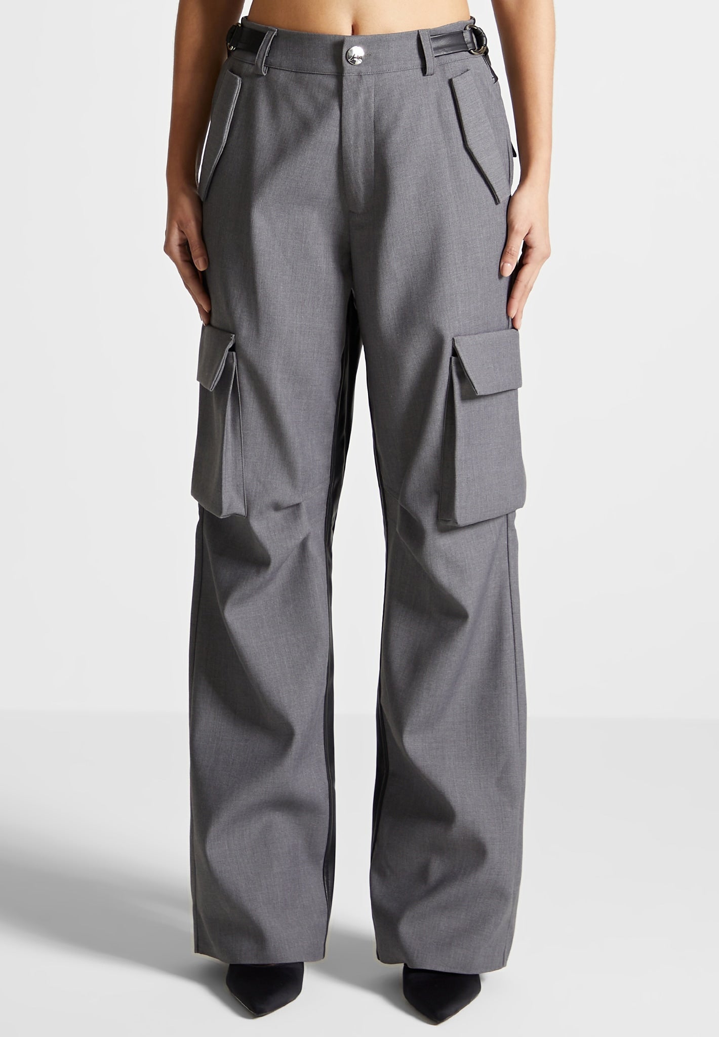 Tailored Cargo Trousers - Grey/Black