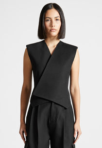 Laurence - Tailored Wrap Waistcoat - Black