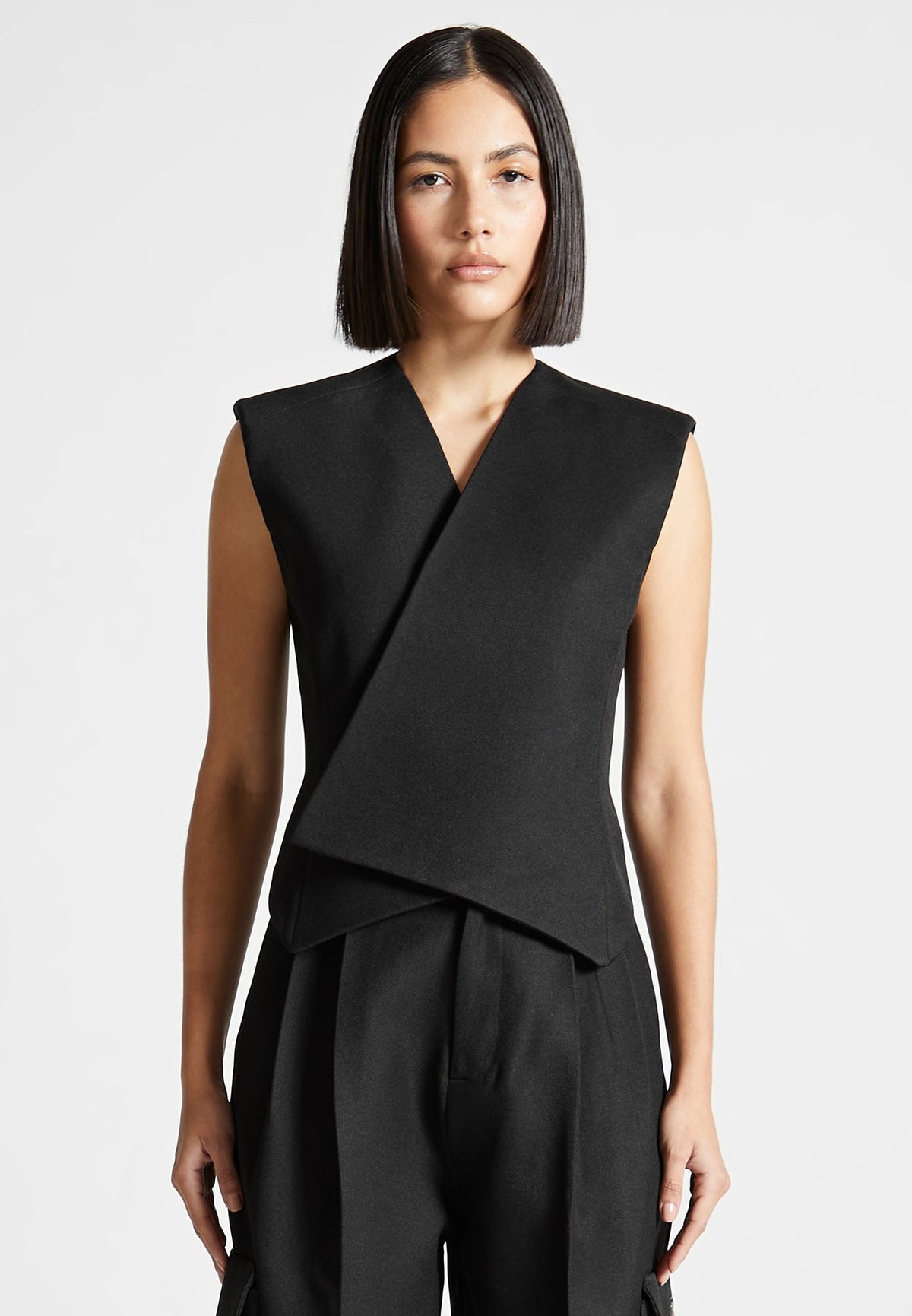 Tailored Wrap Waistcoat - Black | Manière De Voir USA