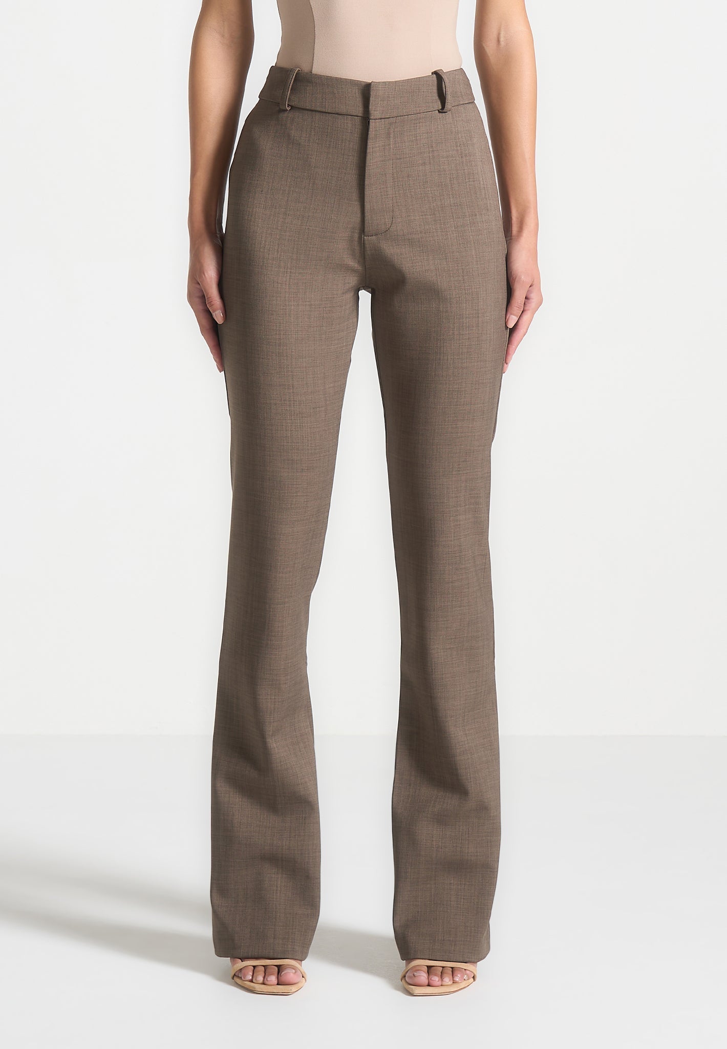 Women's Tailored Mid Rise Pants - Dark Taupe - US 10