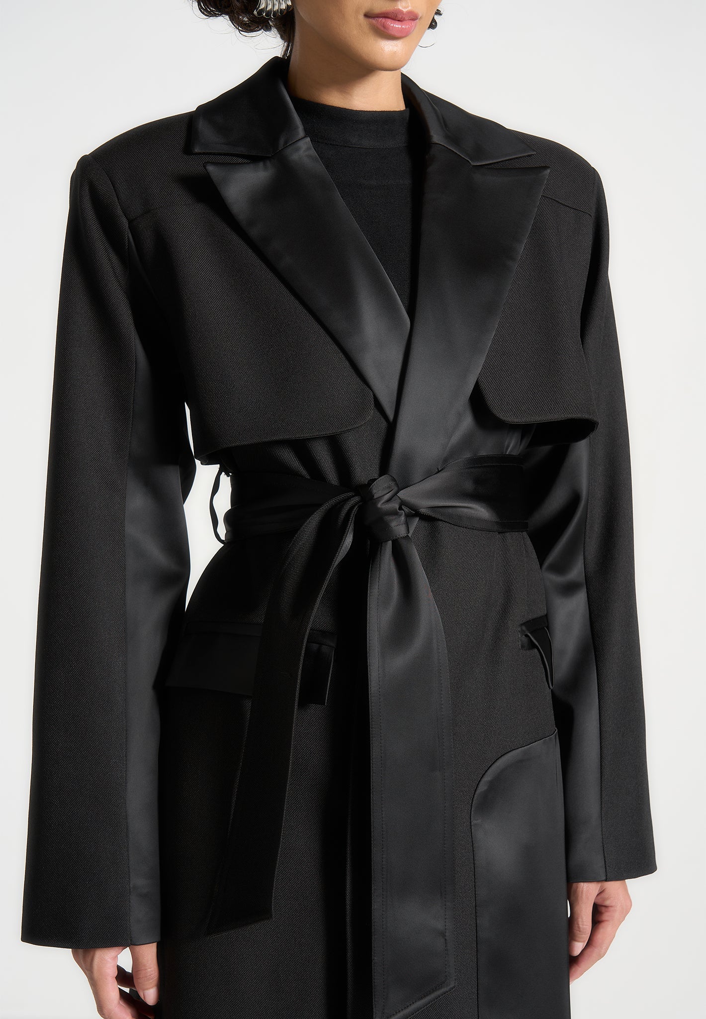 satin trench coat dress Galvan Satin Trench Coat