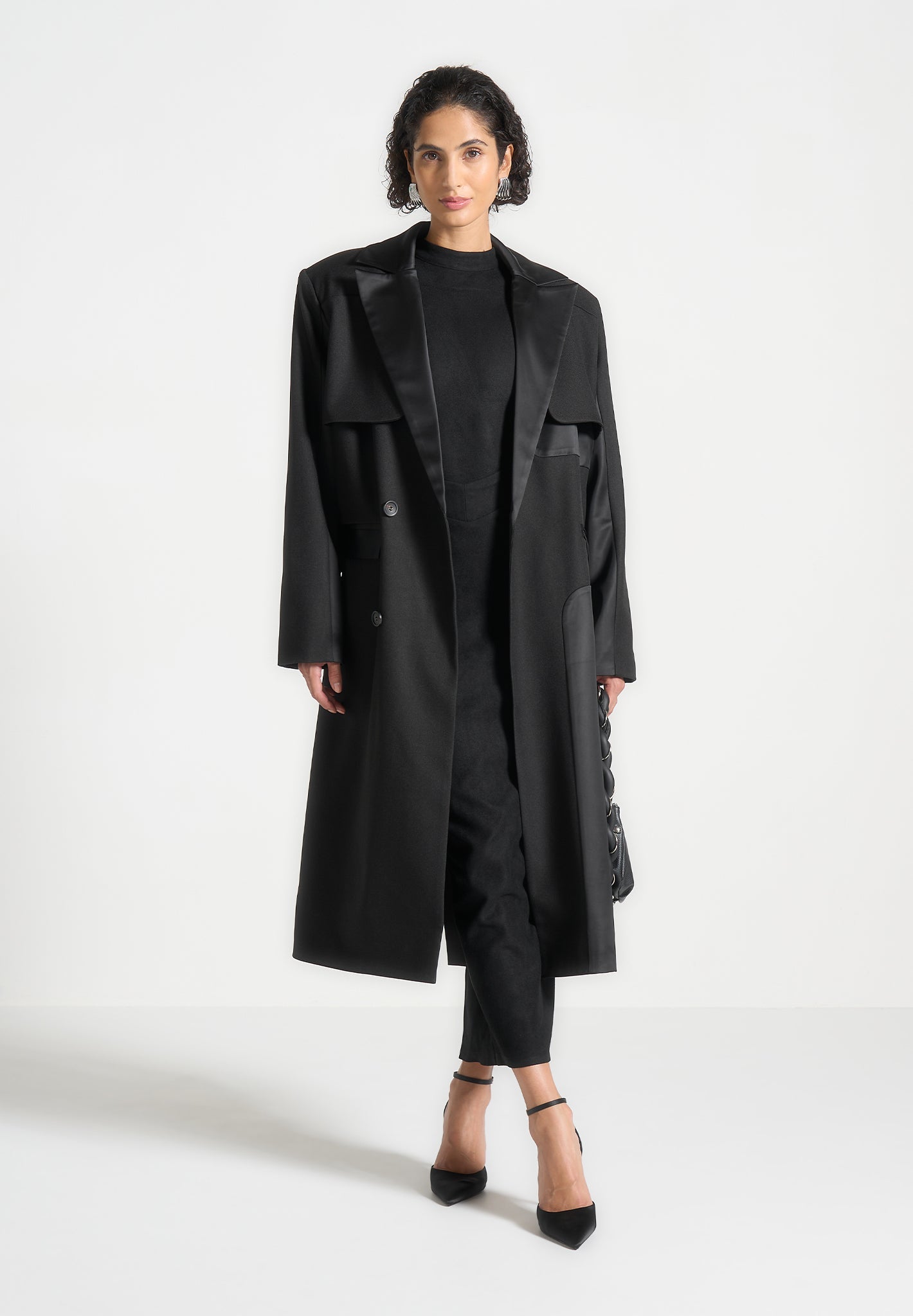 satin trench coat dress Galvan Satin Trench Coat