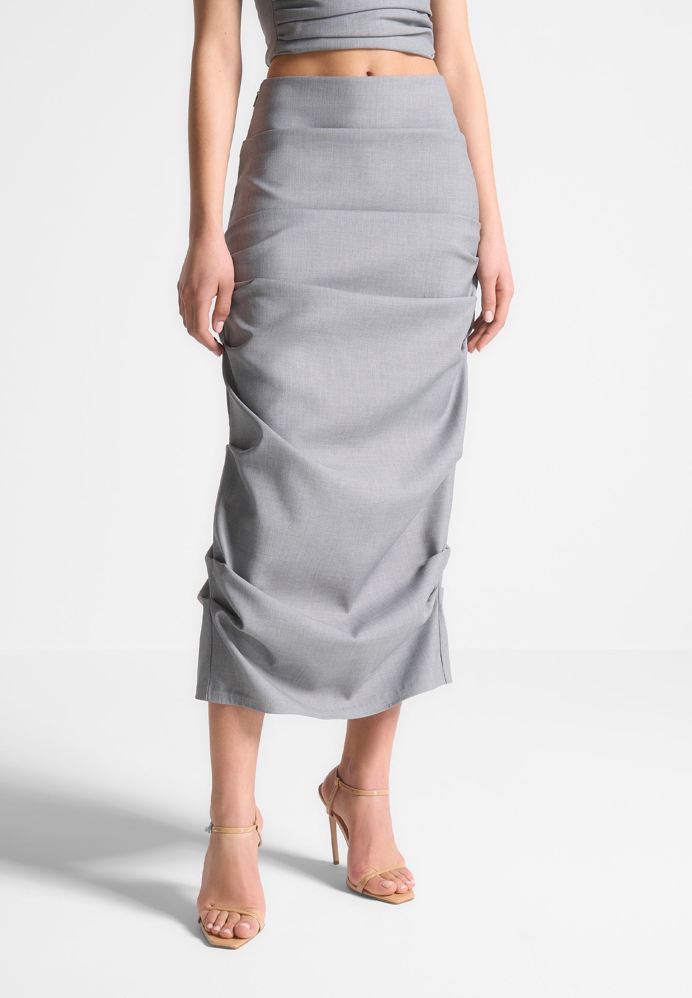 Tailored Asymmetric Mini Skirt - Beige