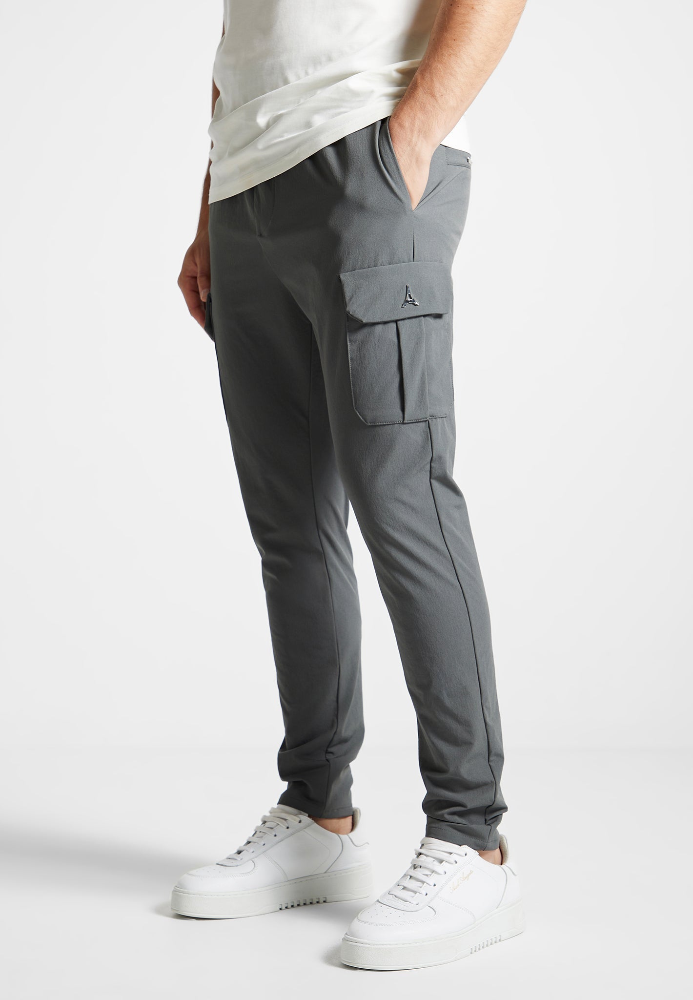 Buy Charcoal Grey Relaxed Belted Tech Cargo Trousers from Next Poland