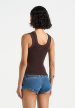 VS001 - Scoop Neck Ribbed Cotton Tank Top - Brown