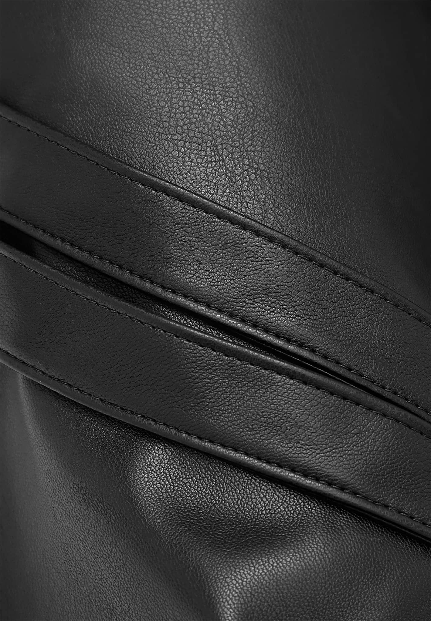 Vegan Leather & Woven Trousers - Black