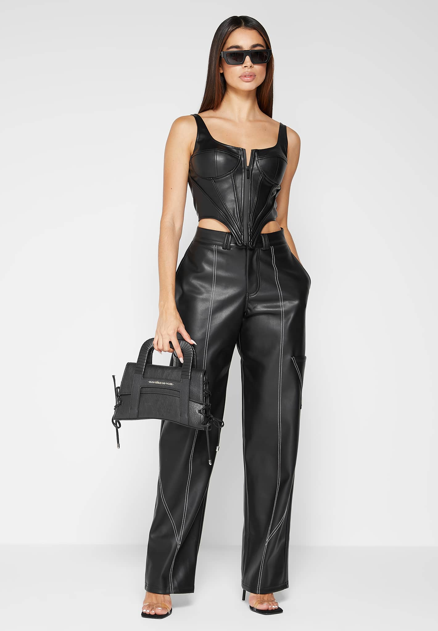 Faux Leather Bustier Top Black Leather Corset Top -  Canada