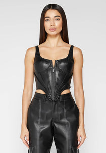 Leather Corset Top - Black