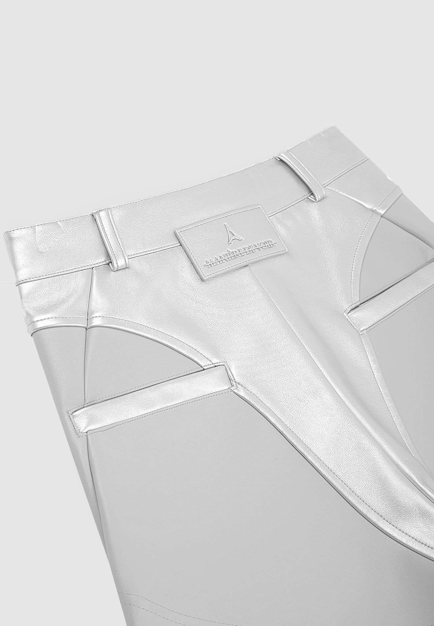 gastt Fashion on X: 'V Cut Trouser' in Silver Vegan Leather by