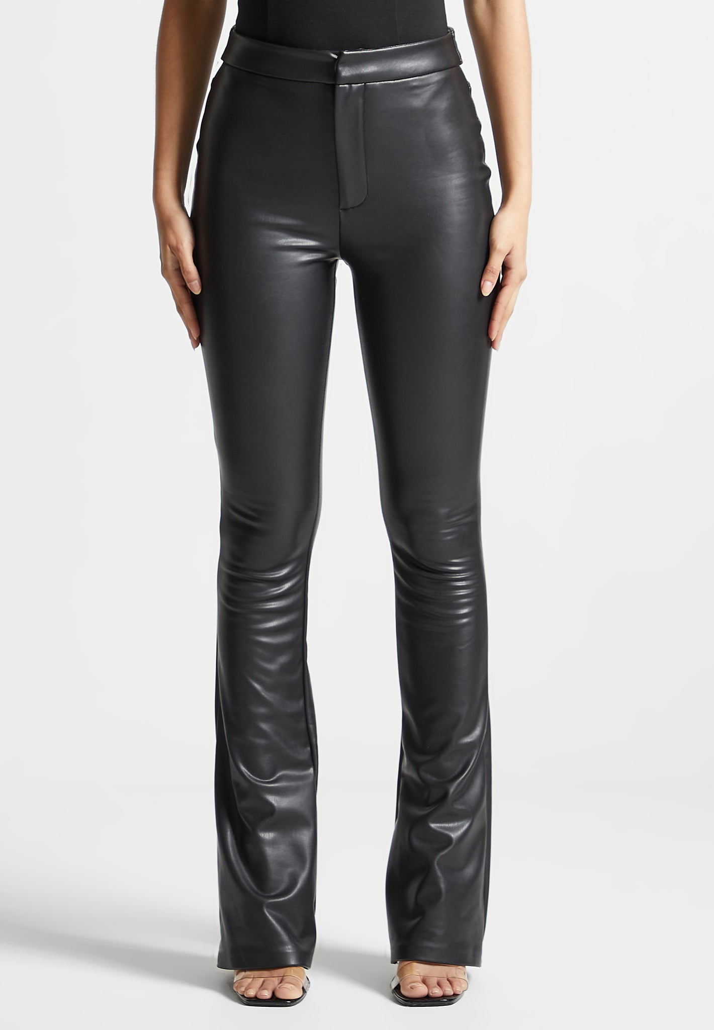 vegan-leather-mini-flared-leggings-black