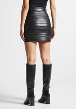 vegan-leather-pintuck-chain-mini-skirt-black