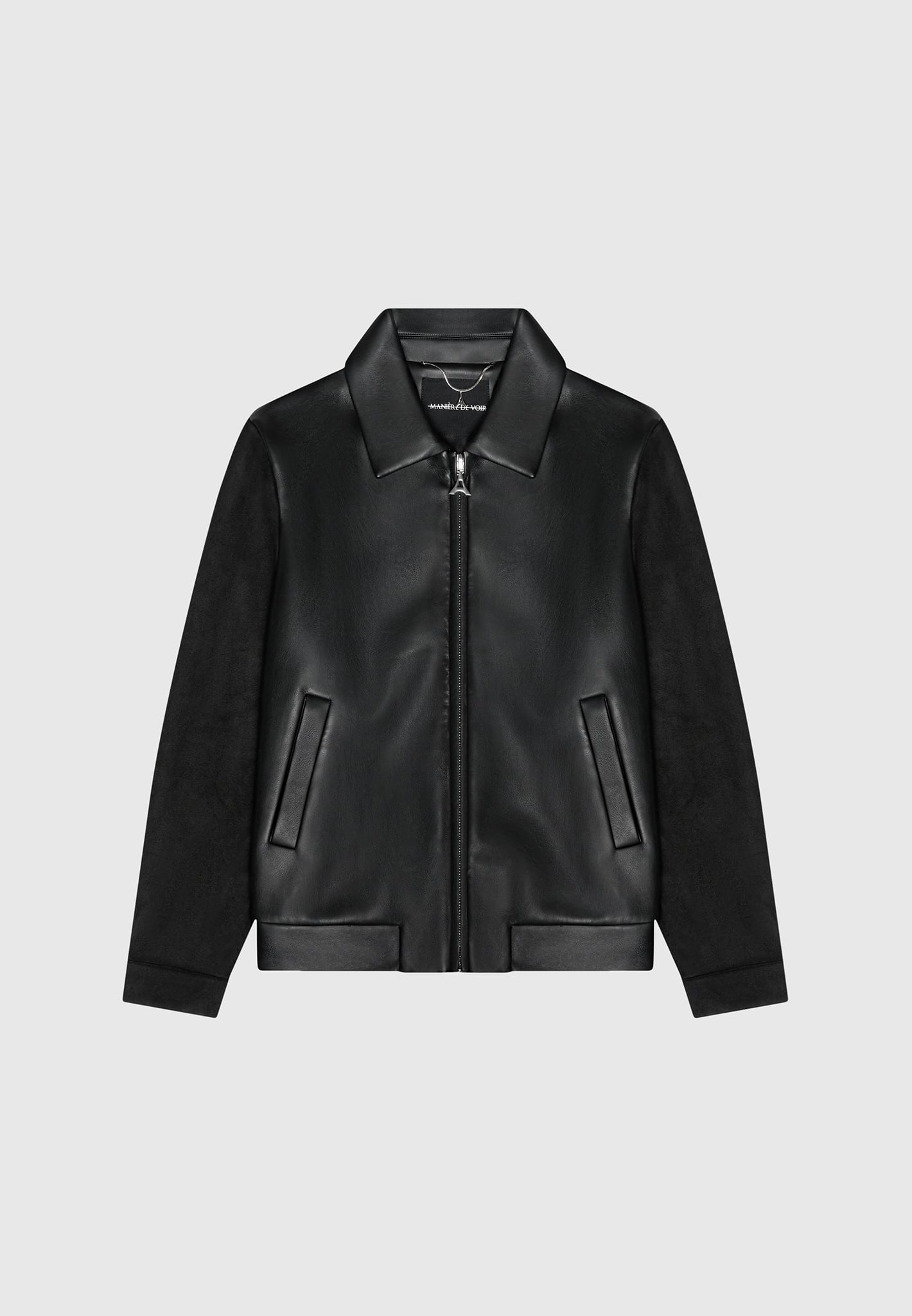 Vegan Leather & Suede Jacket - Black