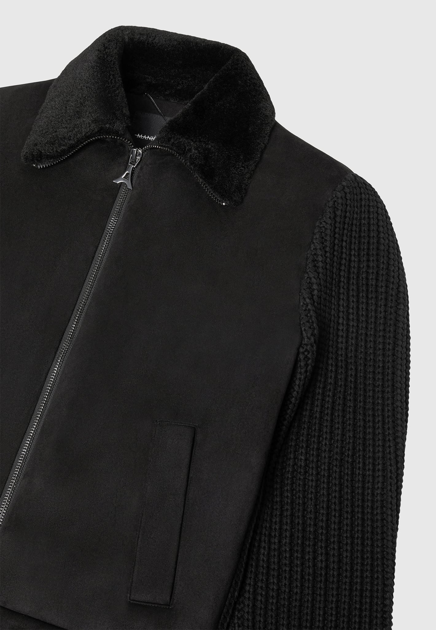 vegan-suede-shearling-knit-jacket-black