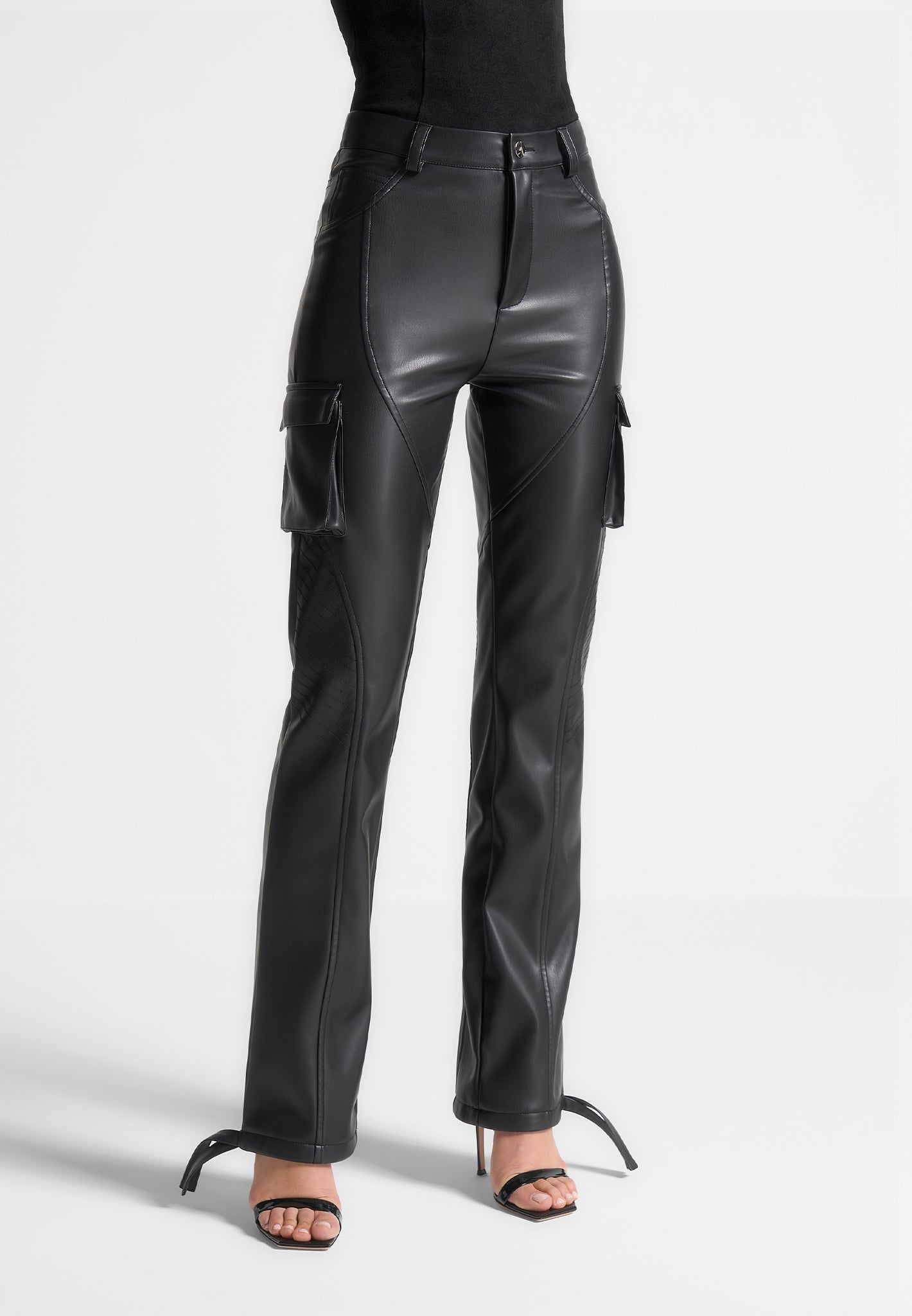 Gorgeous Black Leather Biker Pants for Women. Black Leather Pants