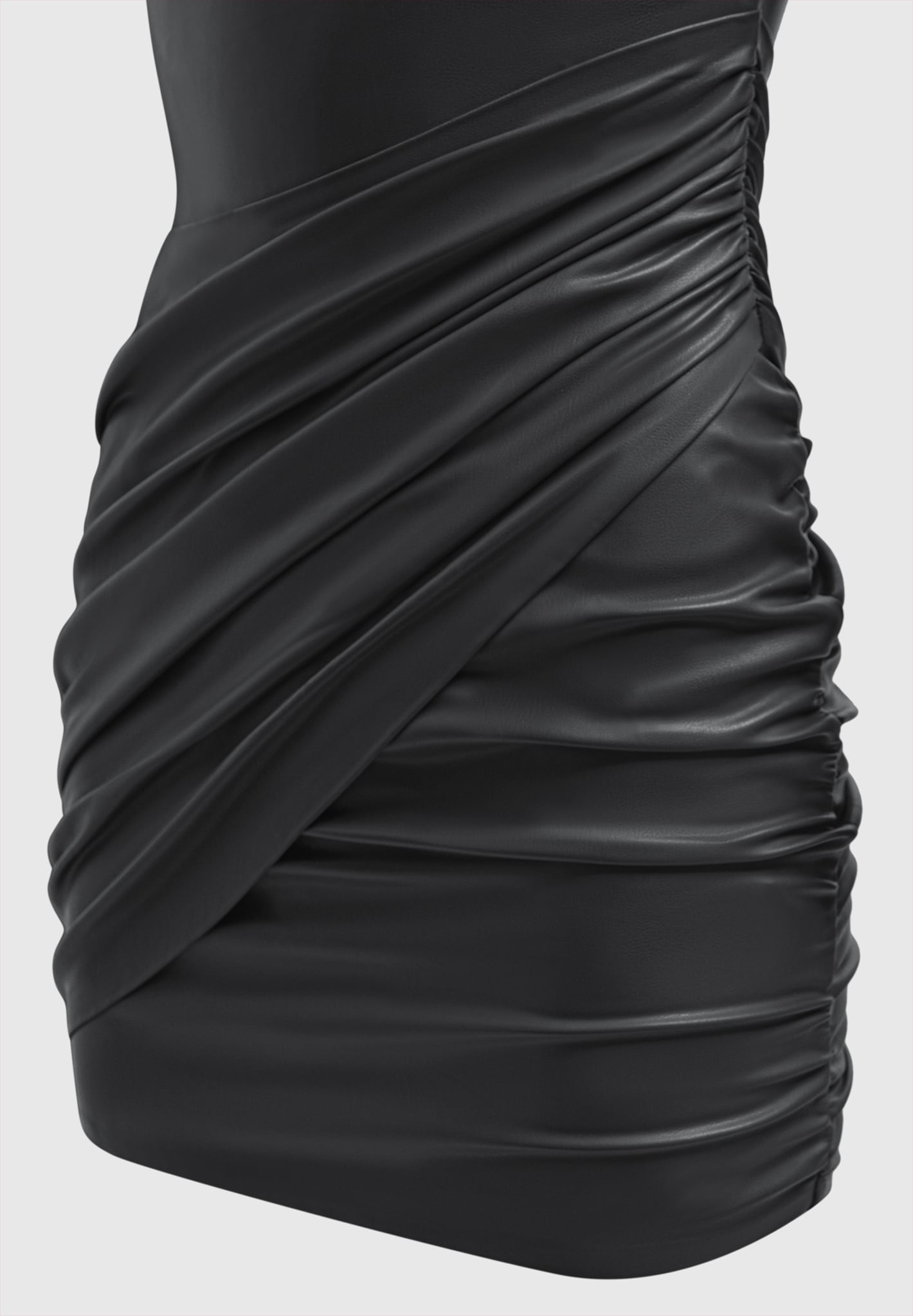 Women's Leather Gathered Dress - Black - US 2