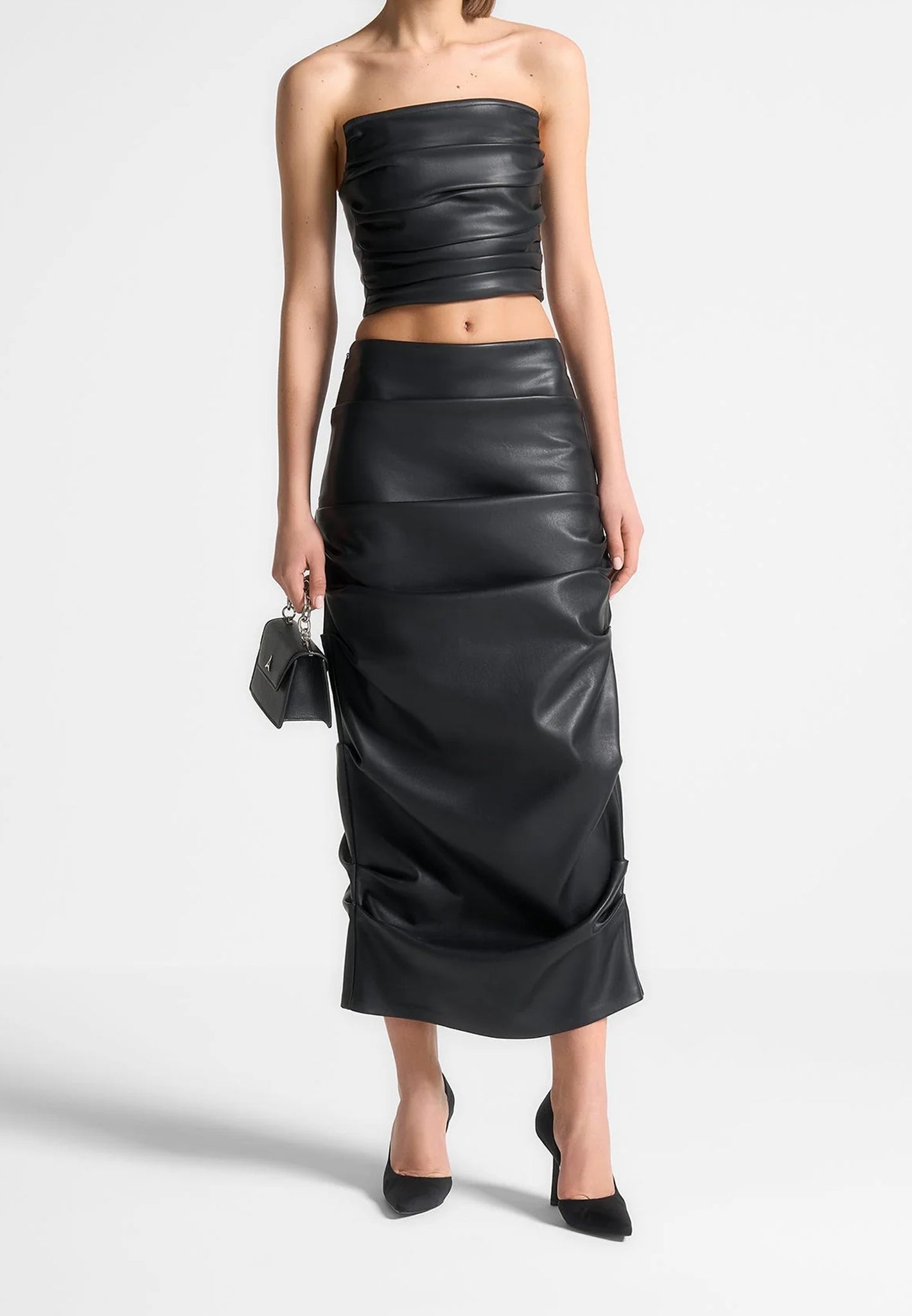 pleated-bandeau-leather-corset-top-black 