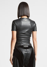 vegan-leather-ruched-t-shirt-black