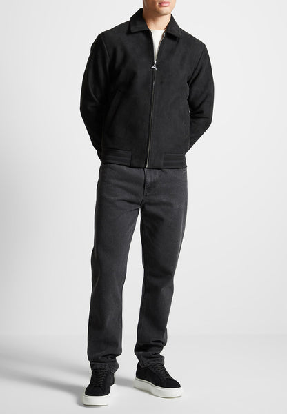 Vegan Suede Bomber Jacket - Black | Manière De Voir USA