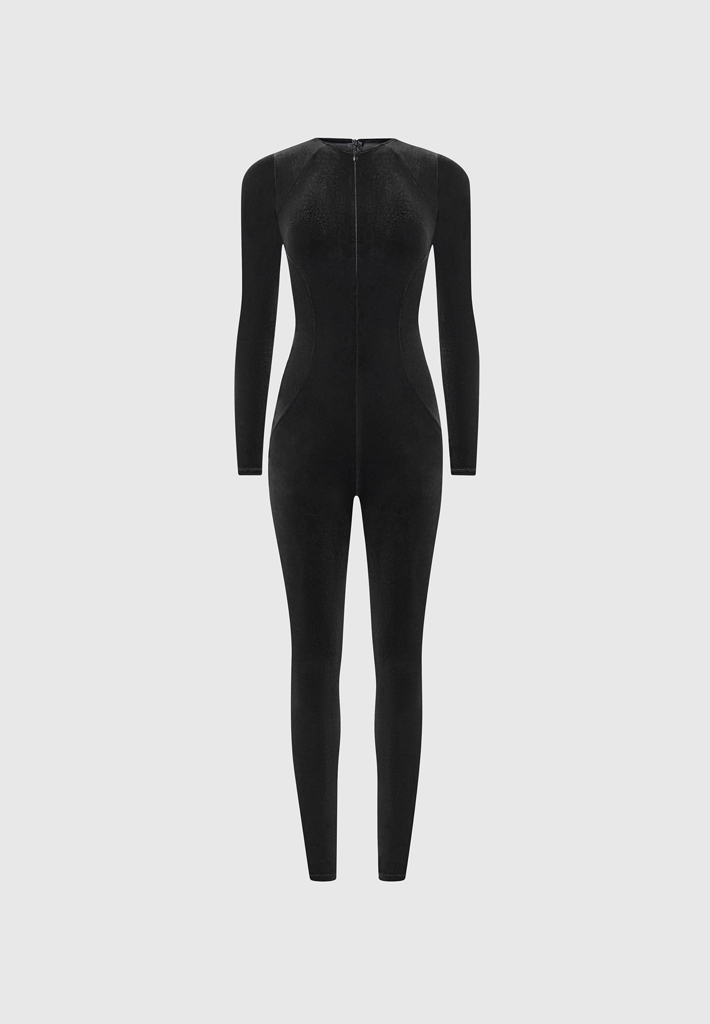 Velour Jumpsuit with Gloves - Black