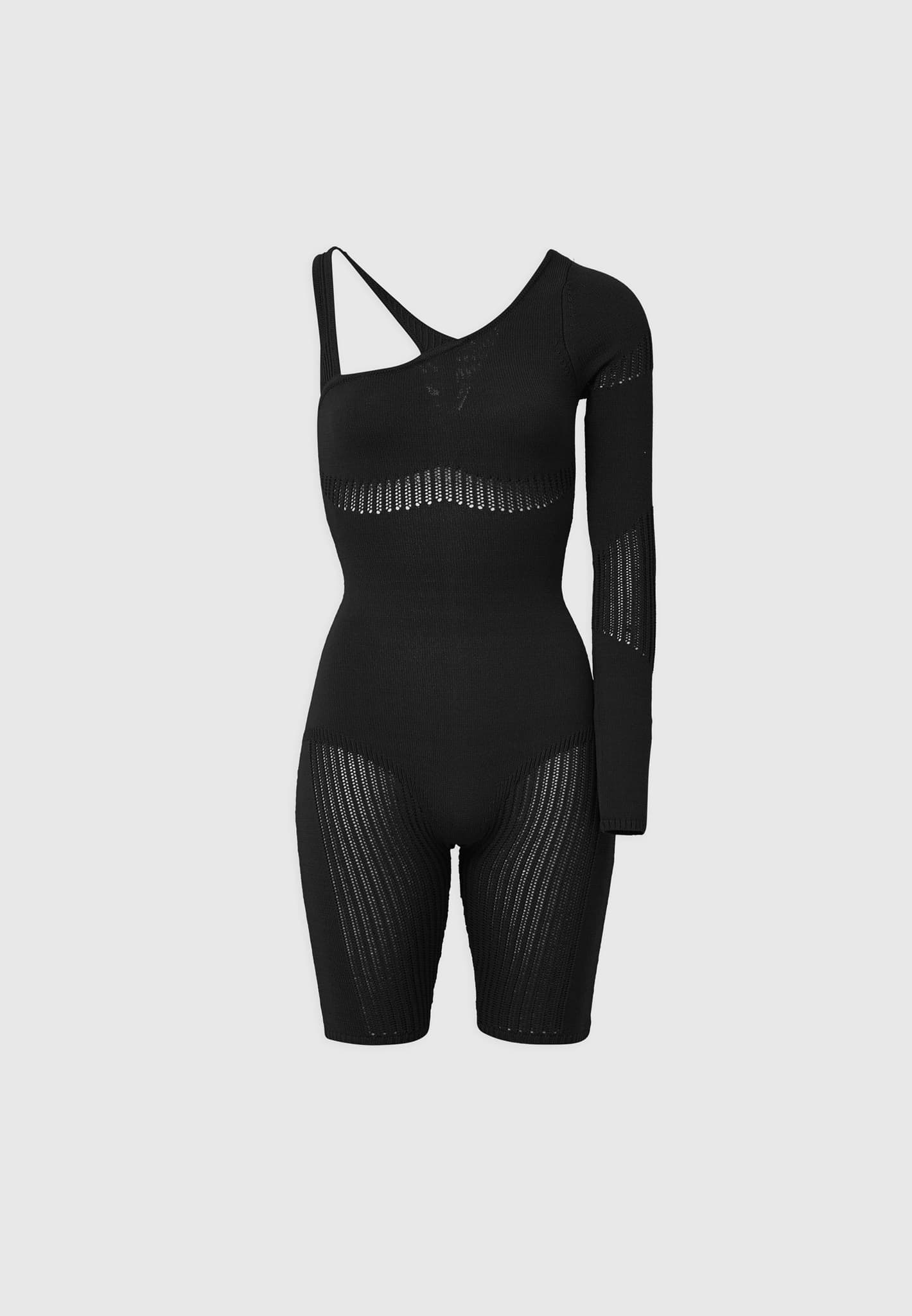knitted-contour-one-sleeve-playsuit-black