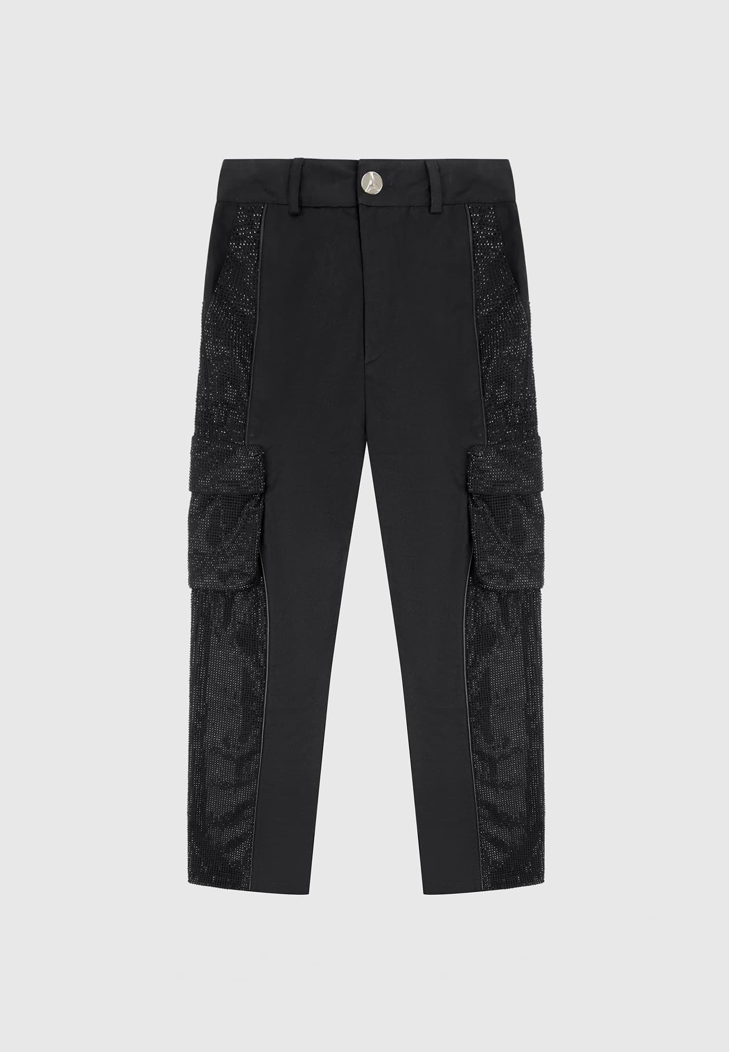 Rta Pinstripe Zip Up Pants In Black And Silver - 24 - Gem