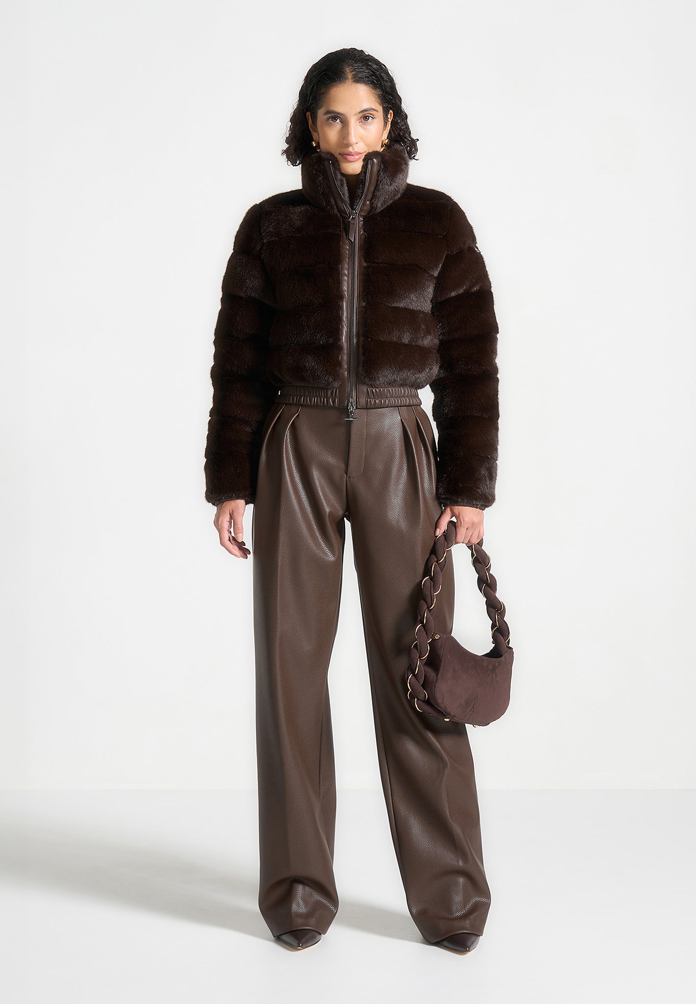 plush-ribbed-jacket-with-scarf-brown