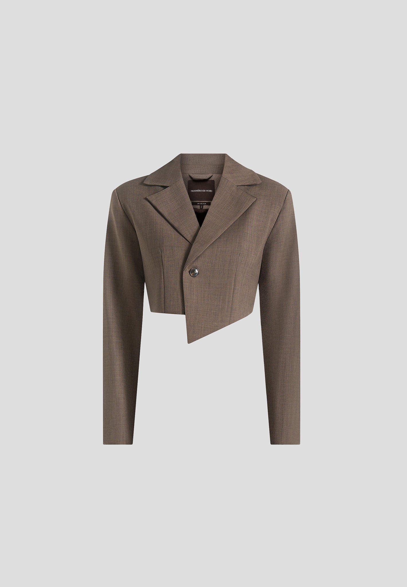 Dina - Asymmetric Tailored Cropped Blazer - Dark Taupe