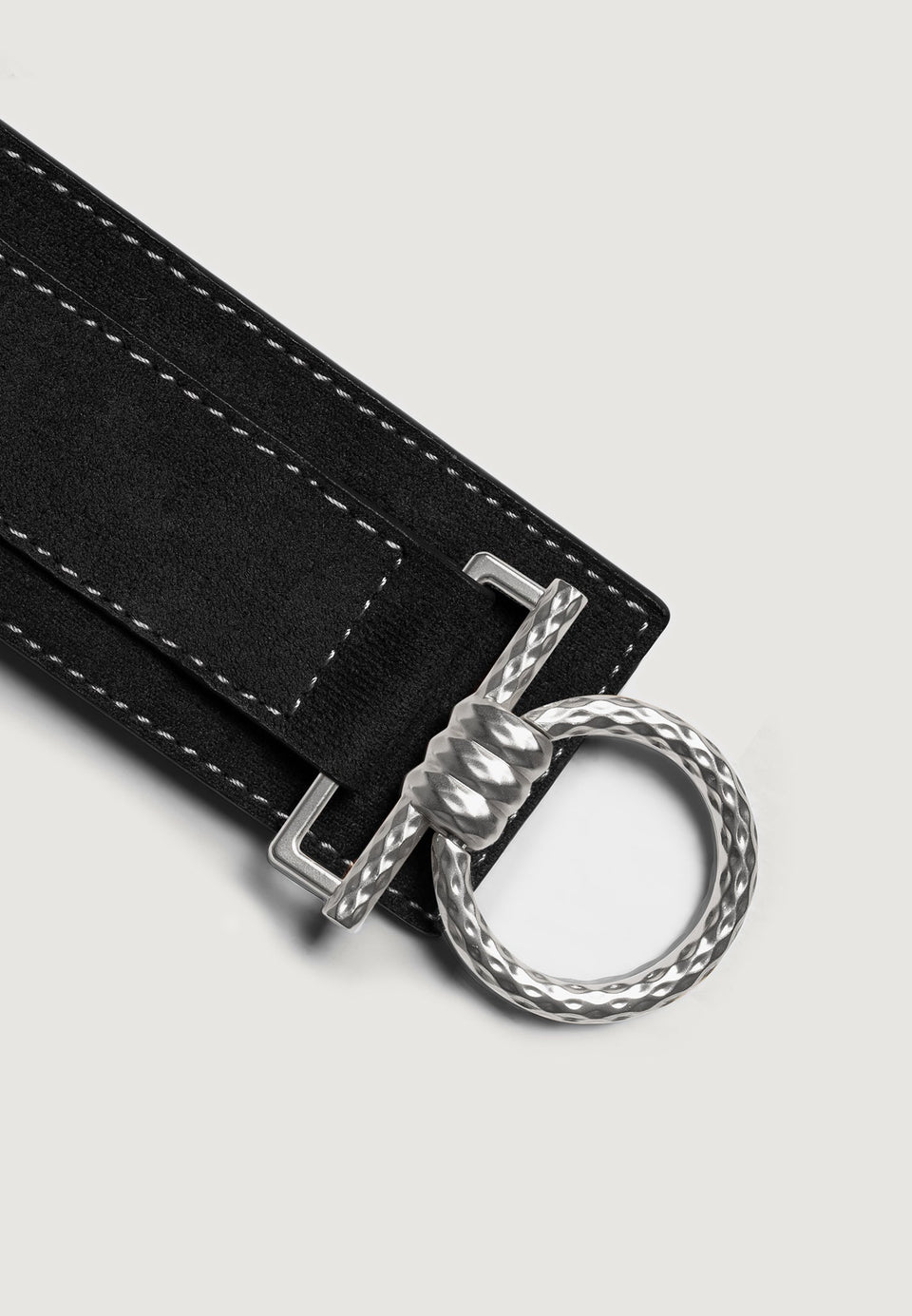 Noor - O-Ring Suede Tie Belt - Black
