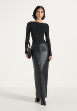 BS003 - Boat Neck Bodysuit - Black