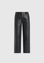 Ruth - Embossed Leather Mid Rise Trousers - Black