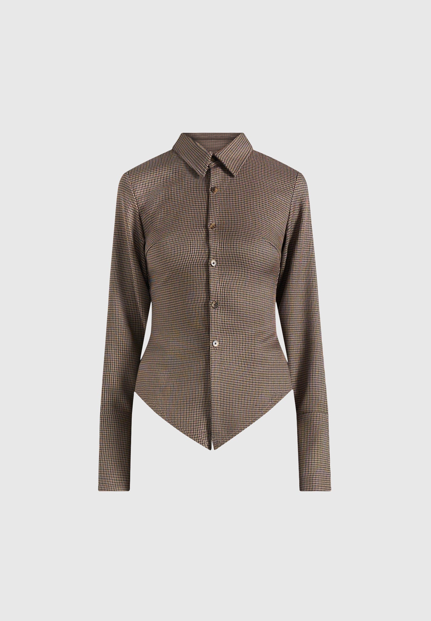 sonia-houndstooth-cinch-shirt-brown