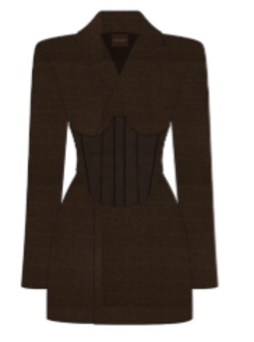 Lacey Corset Blazer Dress - Brown