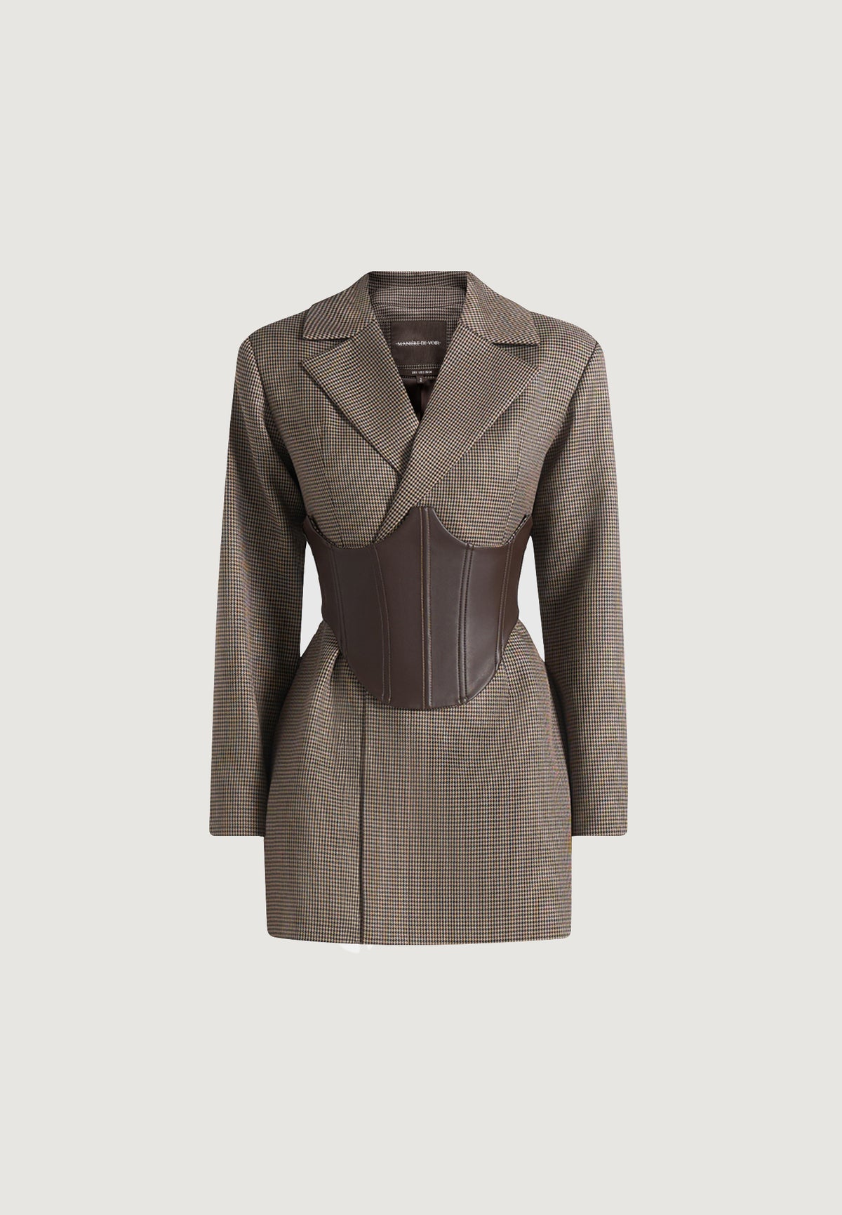 Lacey Corset Blazer Dress - Brown