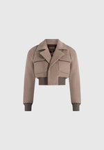 Cosette - Wool Lapel Bomber Jacket - Taupe