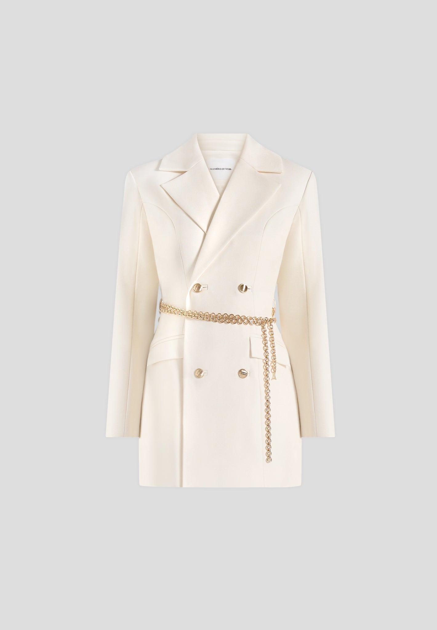 zara dress blazer Zara - Double Breasted Blazer Dress With Chain - Off White