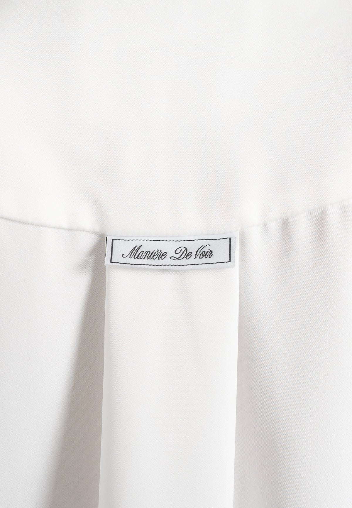 Hanelle - Satin Tie Neck Pleated Shirt - White