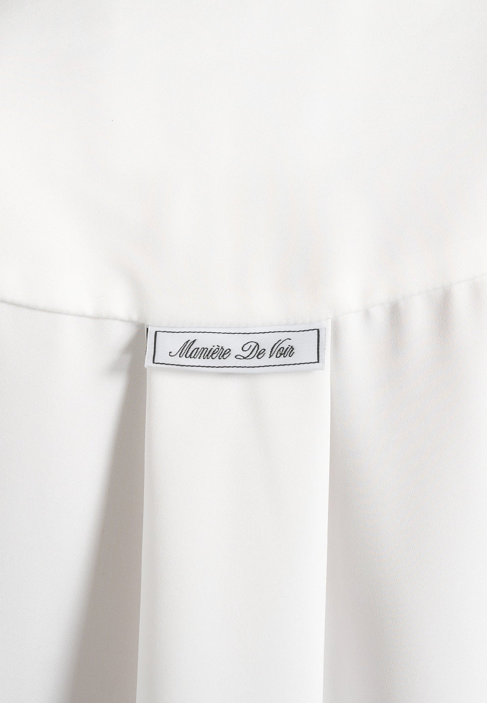 Hanelle - Satin Tie Neck Pleated Shirt - White