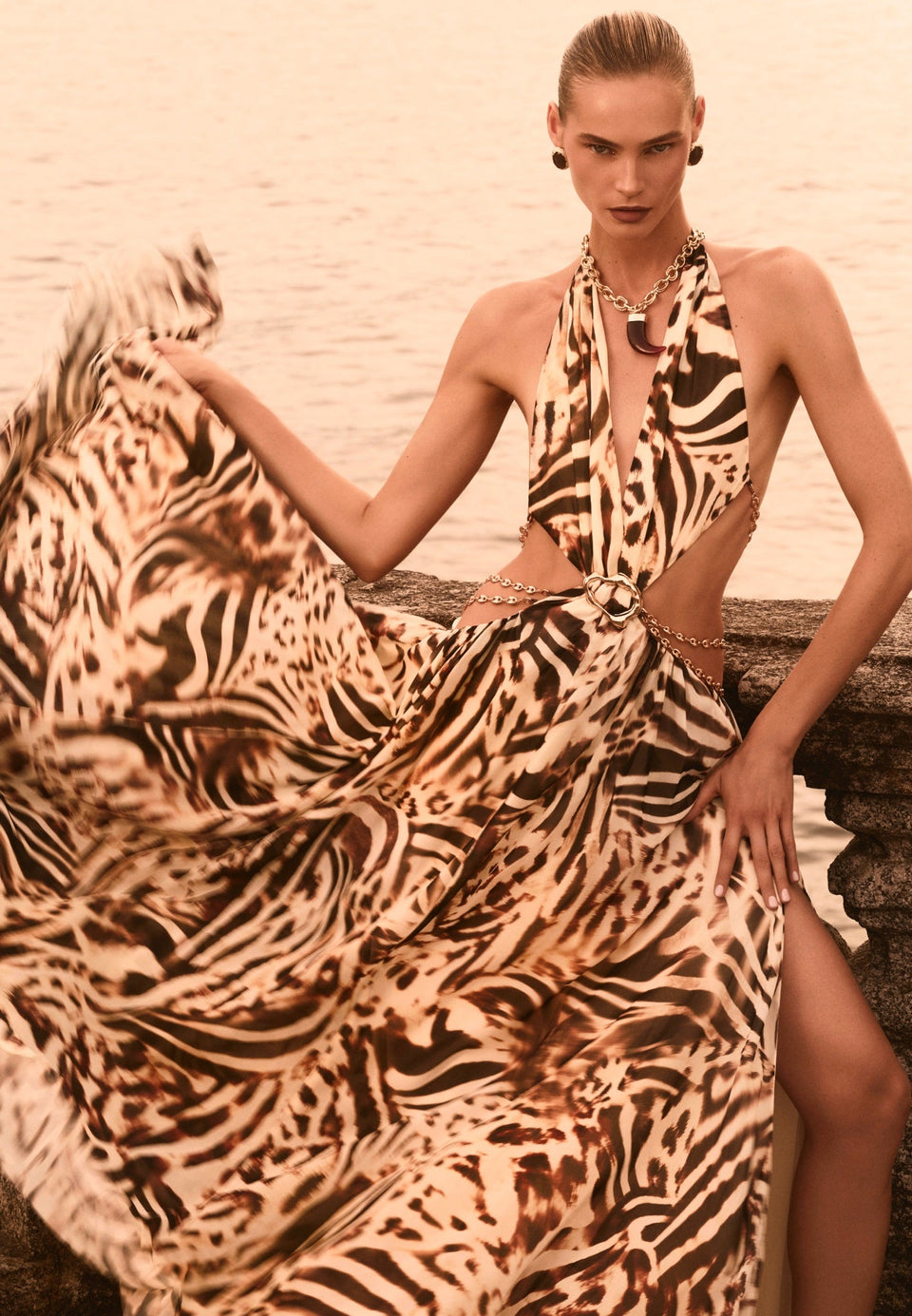 june-chain-belt-cut-out-georgette-halter-maxi-dress-animal