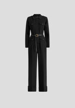 Ruby - Tailored Belted Cargo-Pocket Jumpsuit - Black