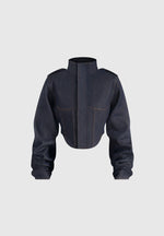Solange - Denim Tacked Sleeve Corset Jacket - Indigo