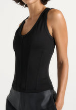 Tess - Corset Seam Tank Top - Black