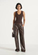 Tess - Corset Seam Tank Top - Brown