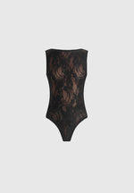 Rhonda - Open-Back Lace Bodysuit - Black