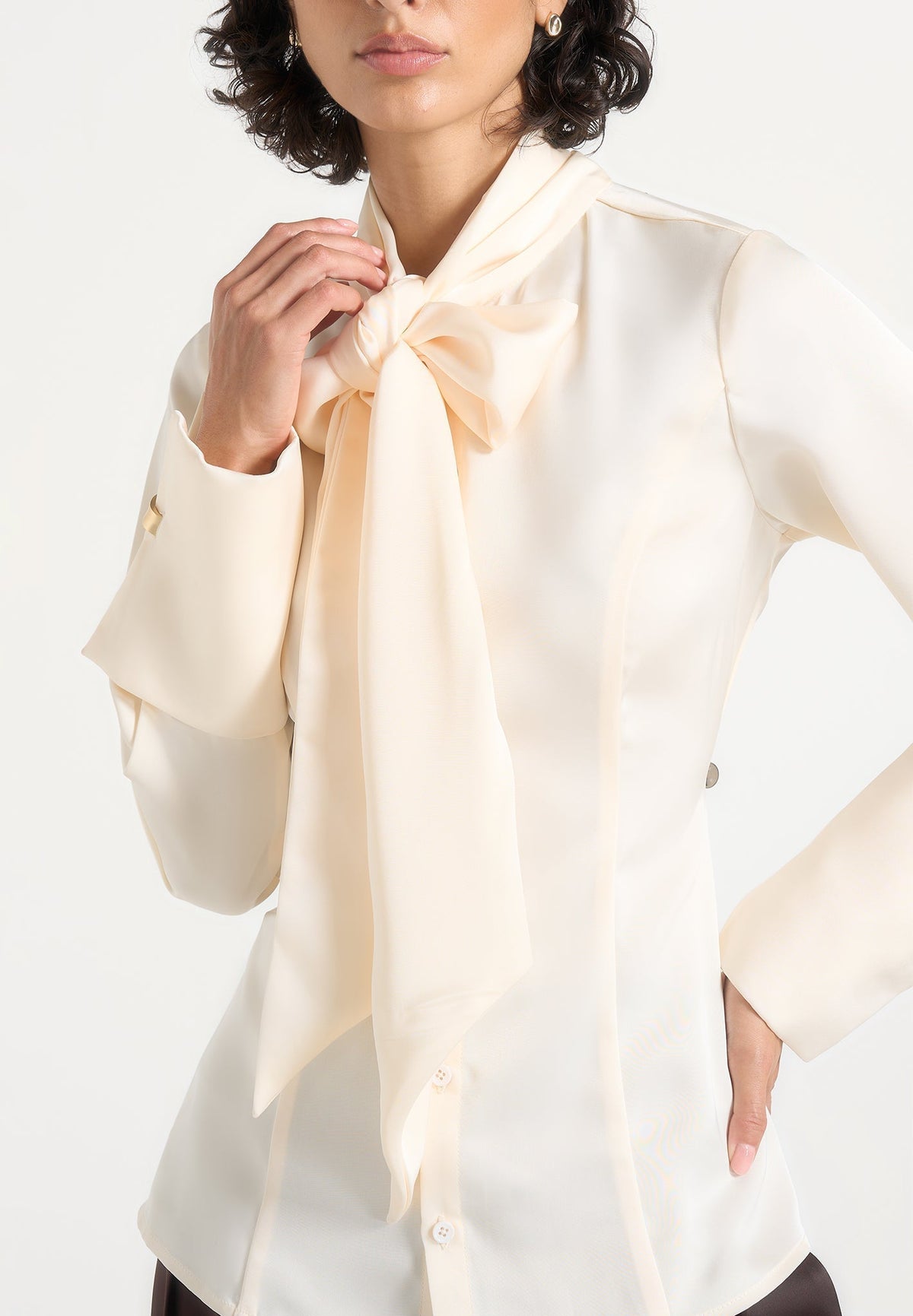 Wilona - Hourglass Scarf Neck Shirt - Ivory