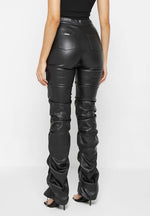 tacked-vegan-leather-flared-trousers-black