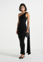 laya-asymmetric-knit-midaxi-dress-with-scarf-black