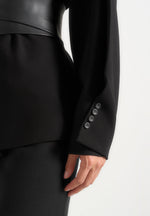 marie-twist-sleeve-wool-blazer-with-belt-black